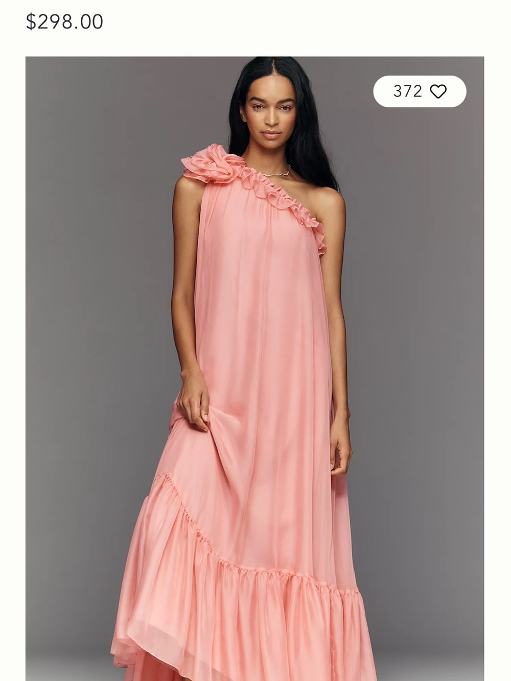 Mac Duggal Pink One-Shoulder Ruffle Maxi Dress